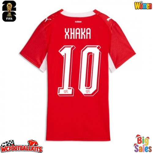 Switzerland Granit Xhaka #10 Replica Home Stadium Shirt for Women World Cup 2026 Short Sleeve